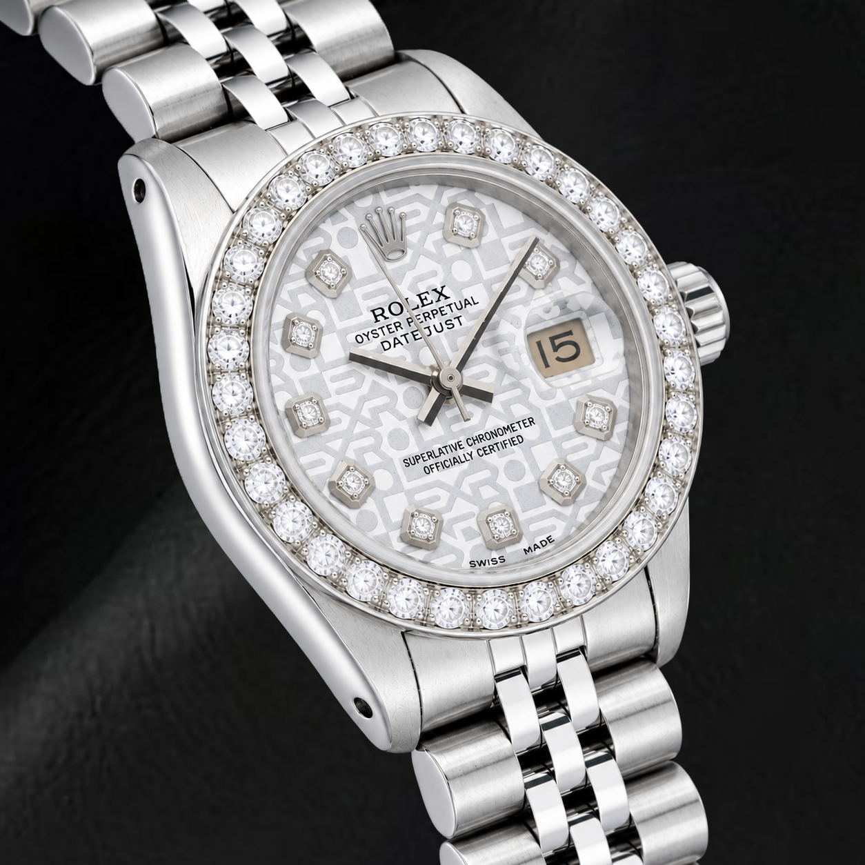 Rolex Datejust 6916 26 mm Edelstahluhr mit silbernem Jubilé-Diamantzifferblatt