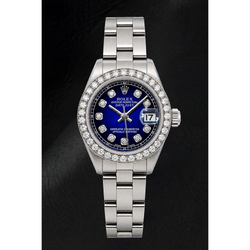Rolex Datejust 6916 26mm Uhr aus Edelstahl mit blauem Diamantzifferblatt