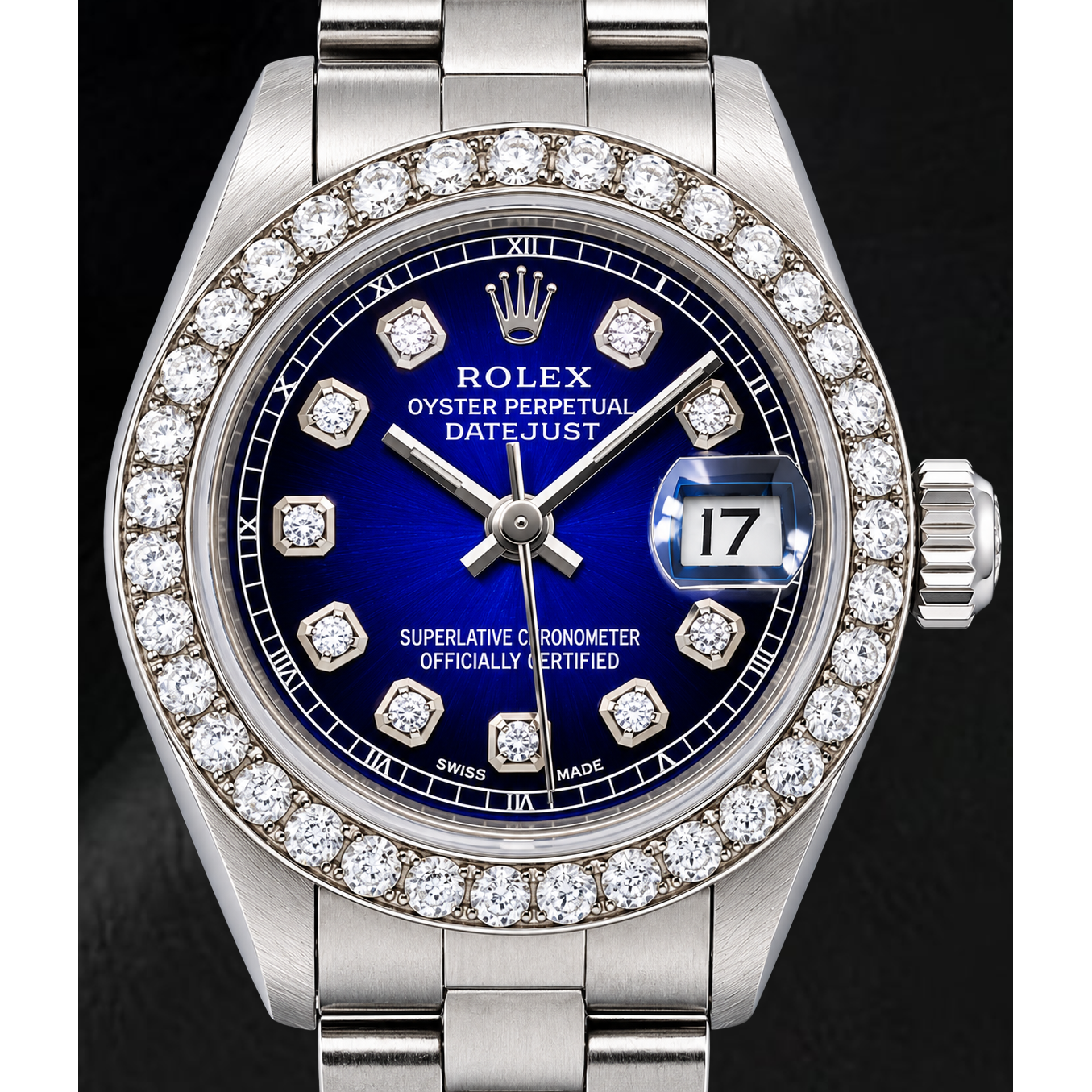 Rolex Datejust 6916 26mm Uhr aus Edelstahl mit blauem Diamantzifferblatt