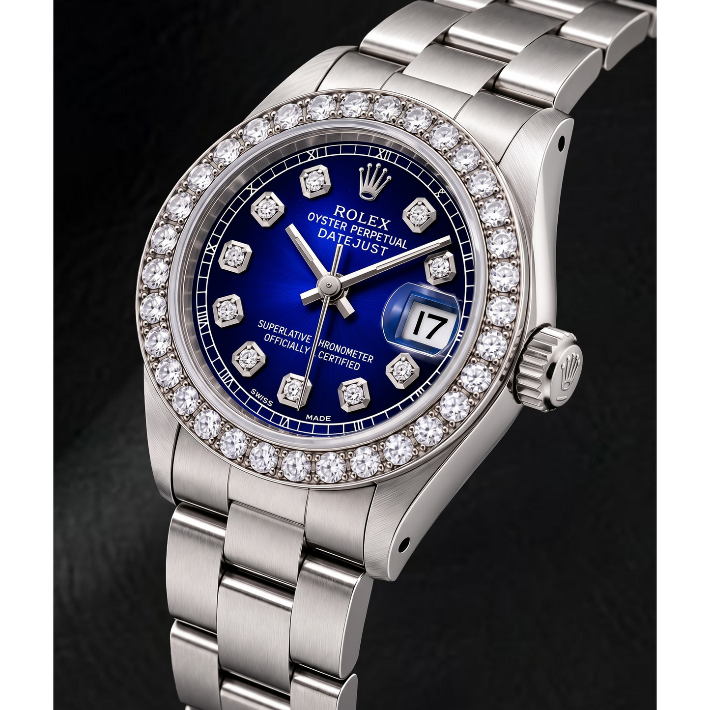 Rolex Datejust 6916 26mm Uhr aus Edelstahl mit blauem Diamantzifferblatt