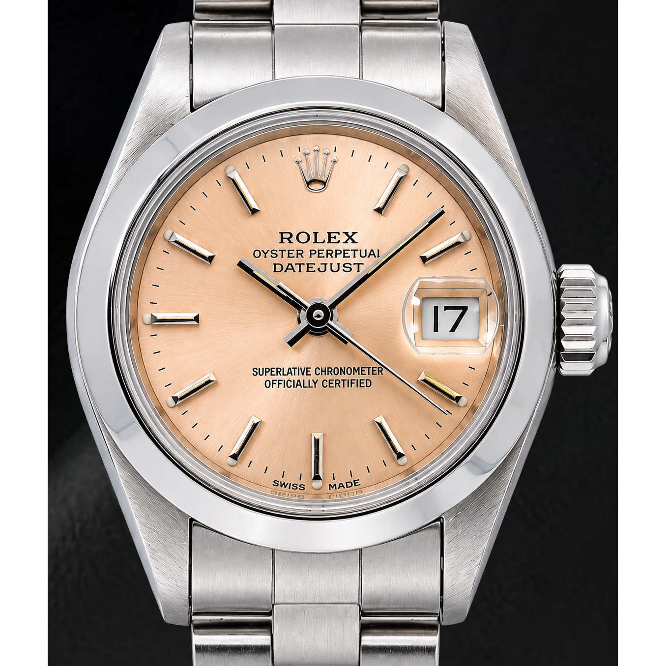 Rolex Datejust 69160 26 mm Edelstahluhr mit Sundust-Zifferblatt mit Stabindizes