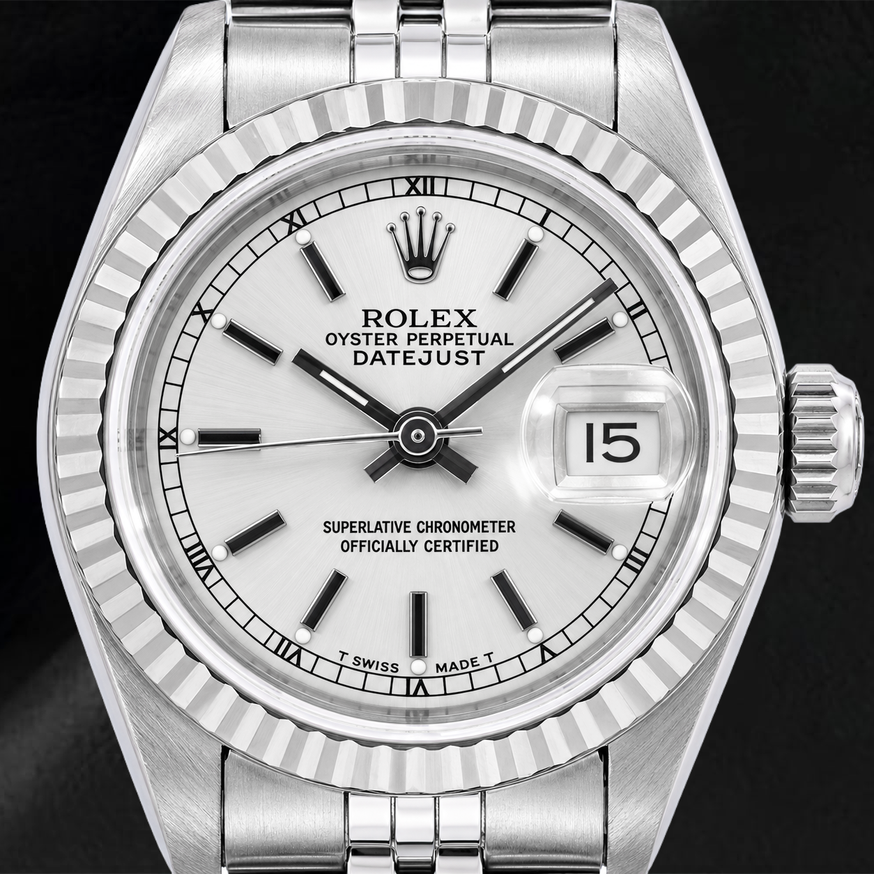 Rolex Datejust 6917 26 mm silbernes Zifferblatt mit Stabindizes Edelstahl Jubilé-Armband Uhr
