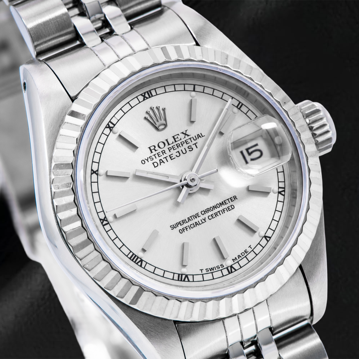 Rolex Datejust 6917 26 mm silbernes Zifferblatt mit Stabindizes Edelstahl Jubilé-Armband Uhr