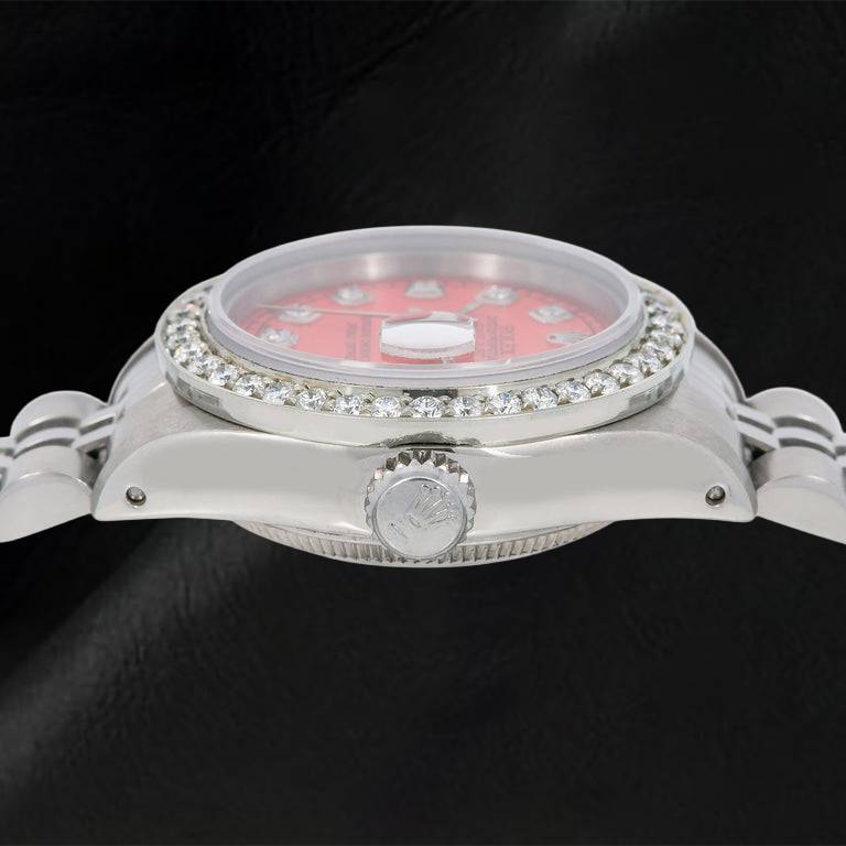 Rolex Datejust 6917 26 mm Uhr Rotes Diamantzifferblatt Edelstahl Jubilé-Armband