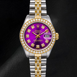 Rolex Datejust 6917 26 mm Violettes Diamantzifferblatt Bicolor Jubilé-Armband mit Teil-Diamantbesatz Uhr