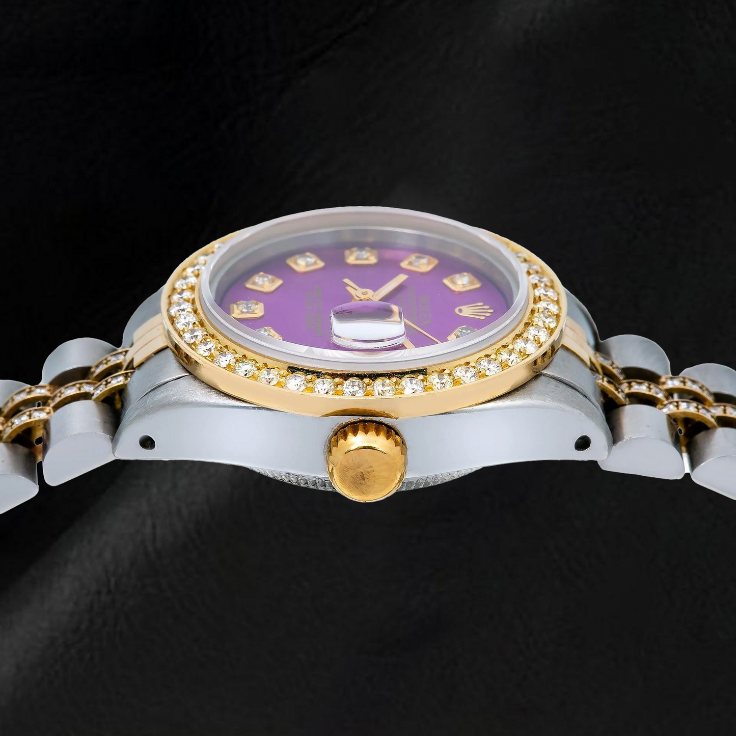 Rolex Datejust 6917 26 mm Violettes Diamantzifferblatt Bicolor Jubilé-Armband mit Teil-Diamantbesatz Uhr