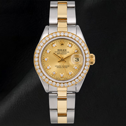 Rolex Datejust 69173 26 mm Champagner-Diamantzifferblatt Bicolor Oyster-Armband Uhr
