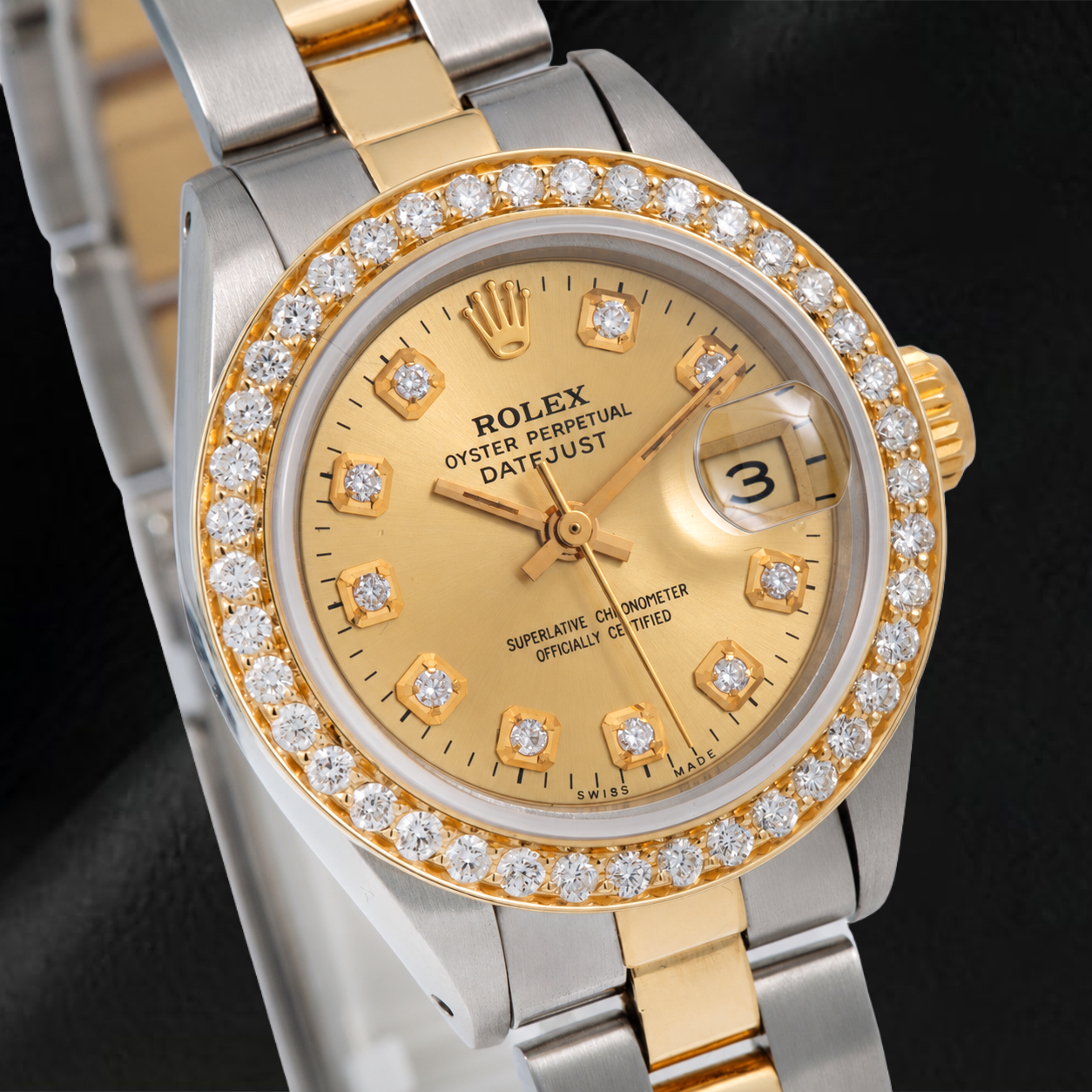 Rolex Datejust 69173 26 mm Champagner-Diamantzifferblatt Bicolor Oyster-Armband Uhr