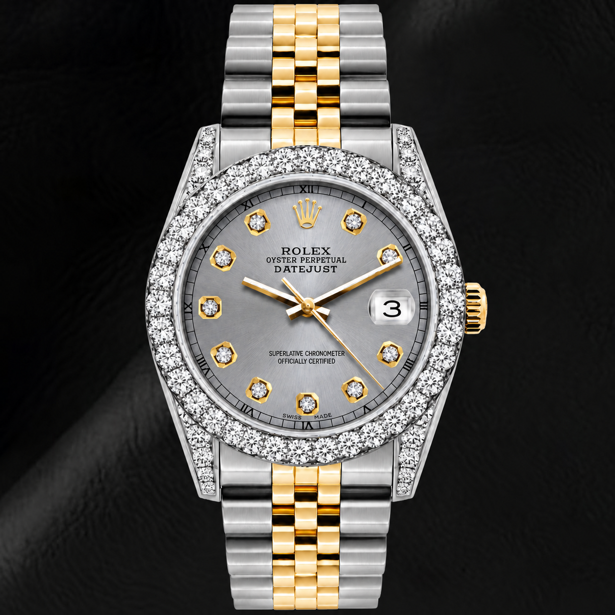 Rolex Datejust 69173 26 mm Graues Diamantzifferblatt Bicolor Jubilé-Armband Uhr