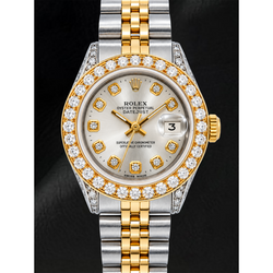Rolex Datejust 69173 26 mm Silbernes Diamantzifferblatt Bicolor Jubilé-Armband Uhr