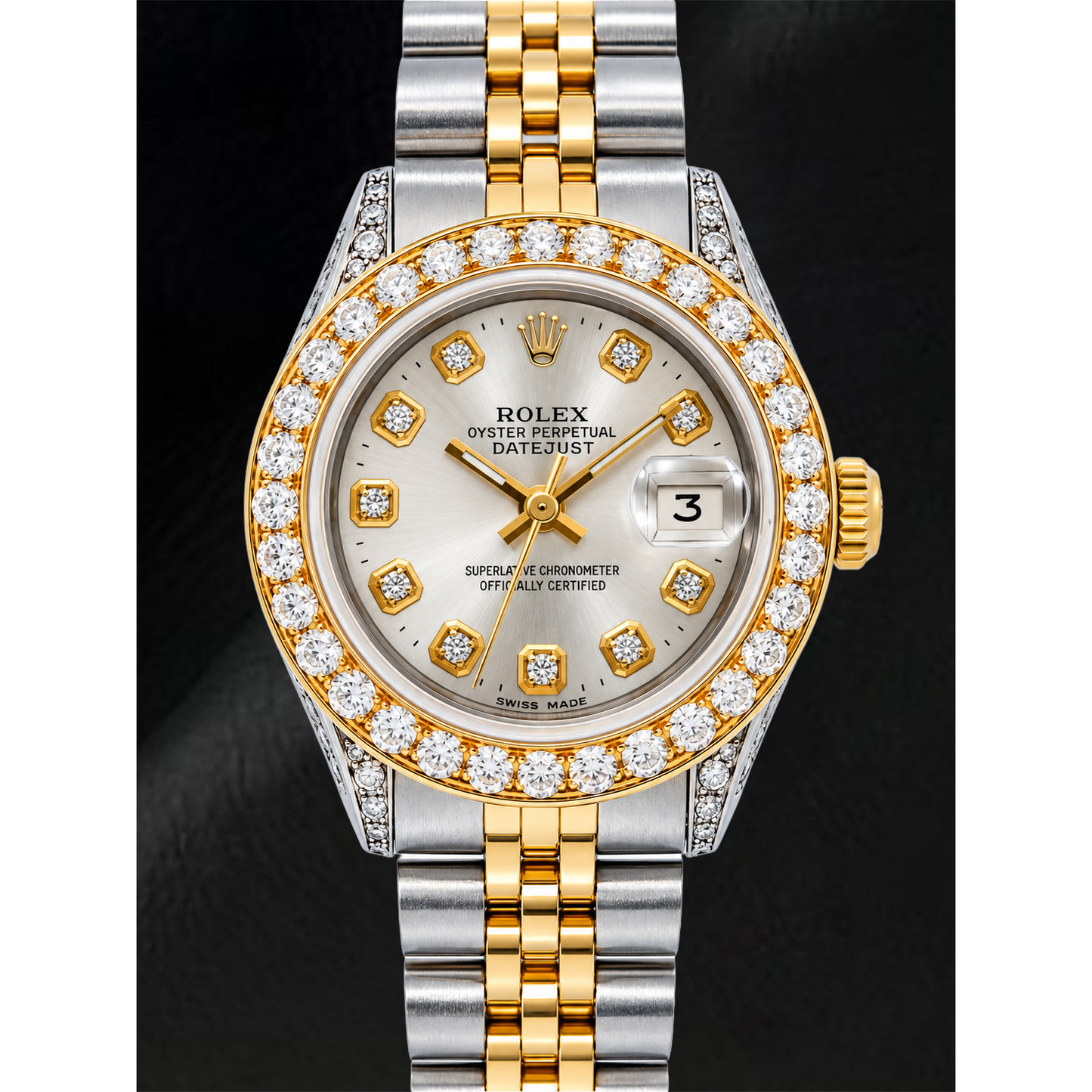 Rolex Datejust 69173 26 mm Silbernes Diamantzifferblatt Bicolor Jubilé-Armband Uhr
