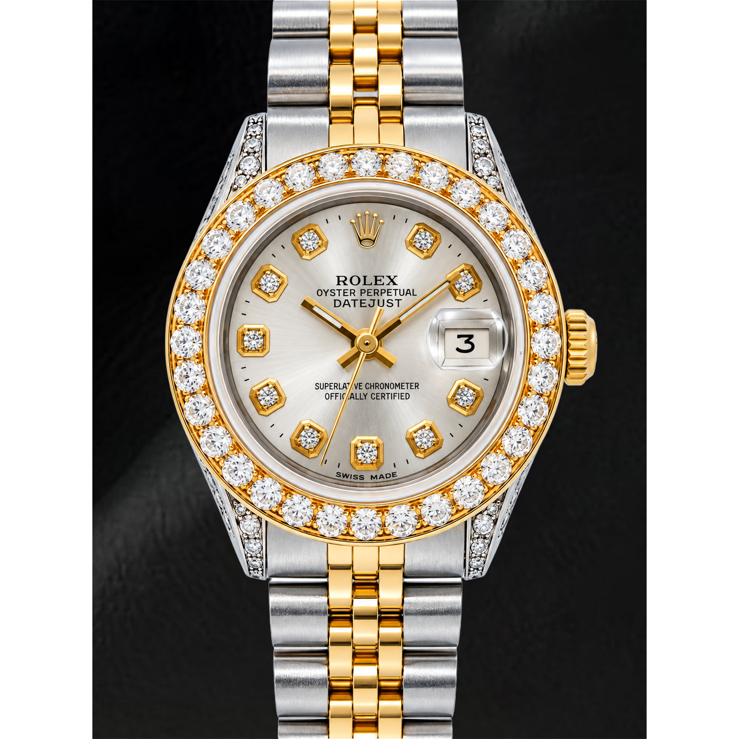Rolex Datejust 69173 26 mm Silbernes Diamantzifferblatt Bicolor Jubilé-Armband Uhr