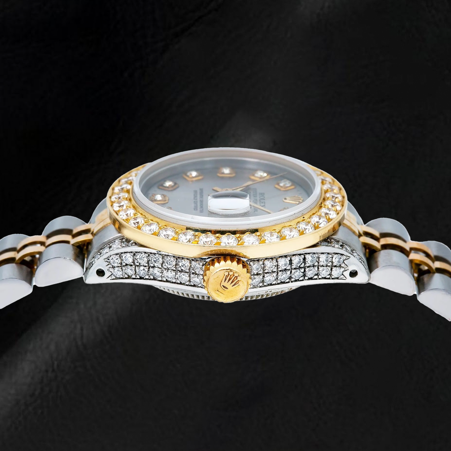 Rolex Datejust 69173 26 mm Silbernes Diamantzifferblatt Bicolor Jubilé-Armband Uhr