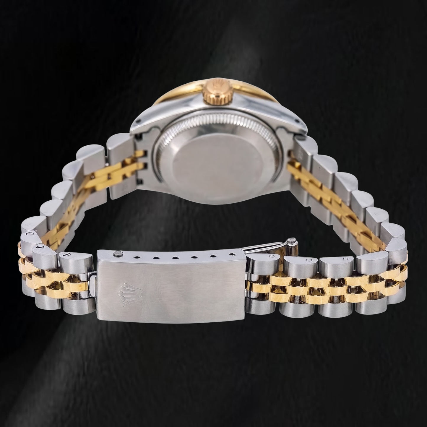 Rolex Datejust 69173 26 mm Uhr mit Pavé-Diamant-Zifferblatt mit römischen Ziffern, Bicolor, Jubilé-Armband