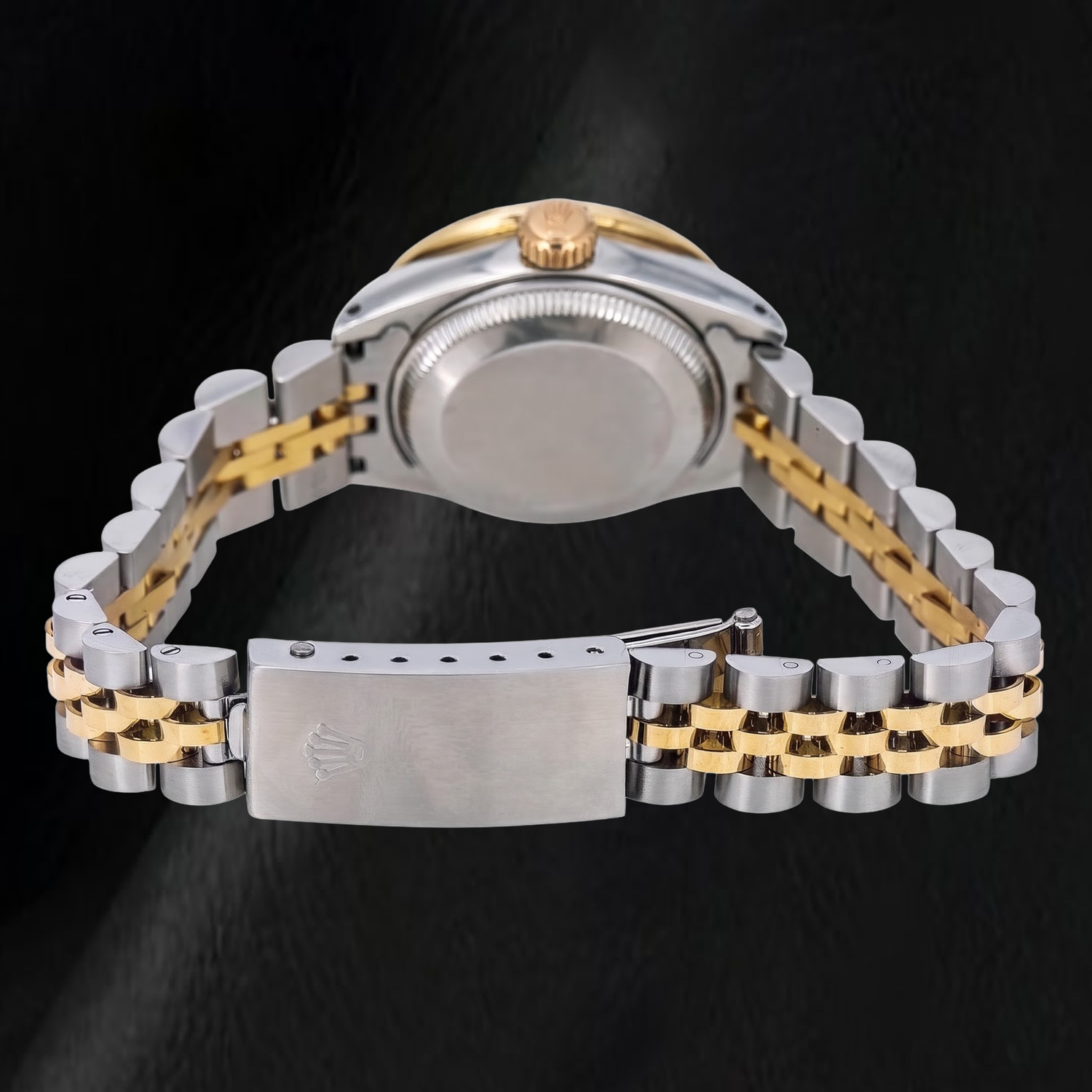 Rolex Datejust 69173 26 mm Uhr mit Pavé-Diamant-Zifferblatt mit römischen Ziffern, Bicolor, Jubilé-Armband
