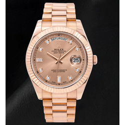 Rolex Day-Date II 218235 41 mm Lachsfarbenes Diamantzifferblatt Roségold Uhr