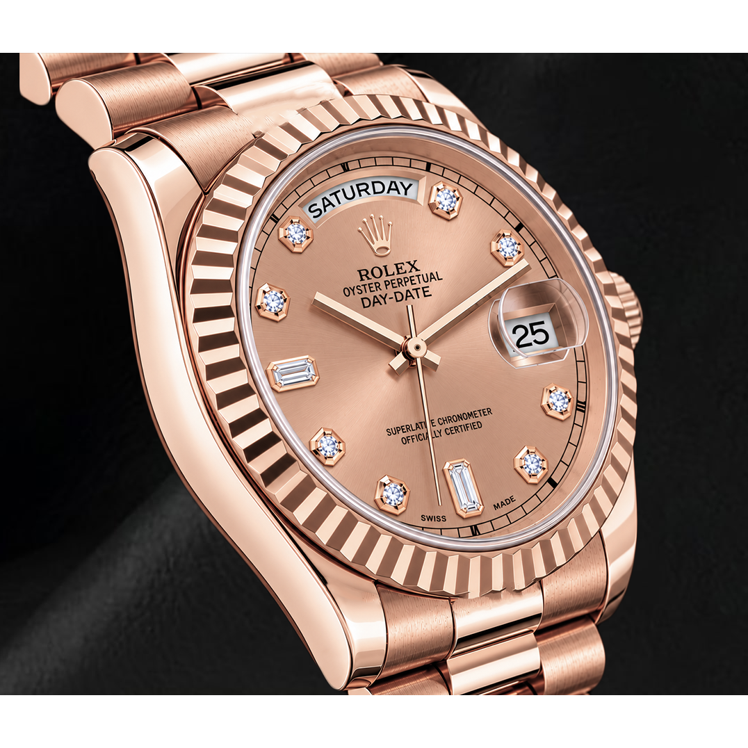 Rolex Day-Date II 218235 41 mm Lachsfarbenes Diamantzifferblatt Roségold Uhr
