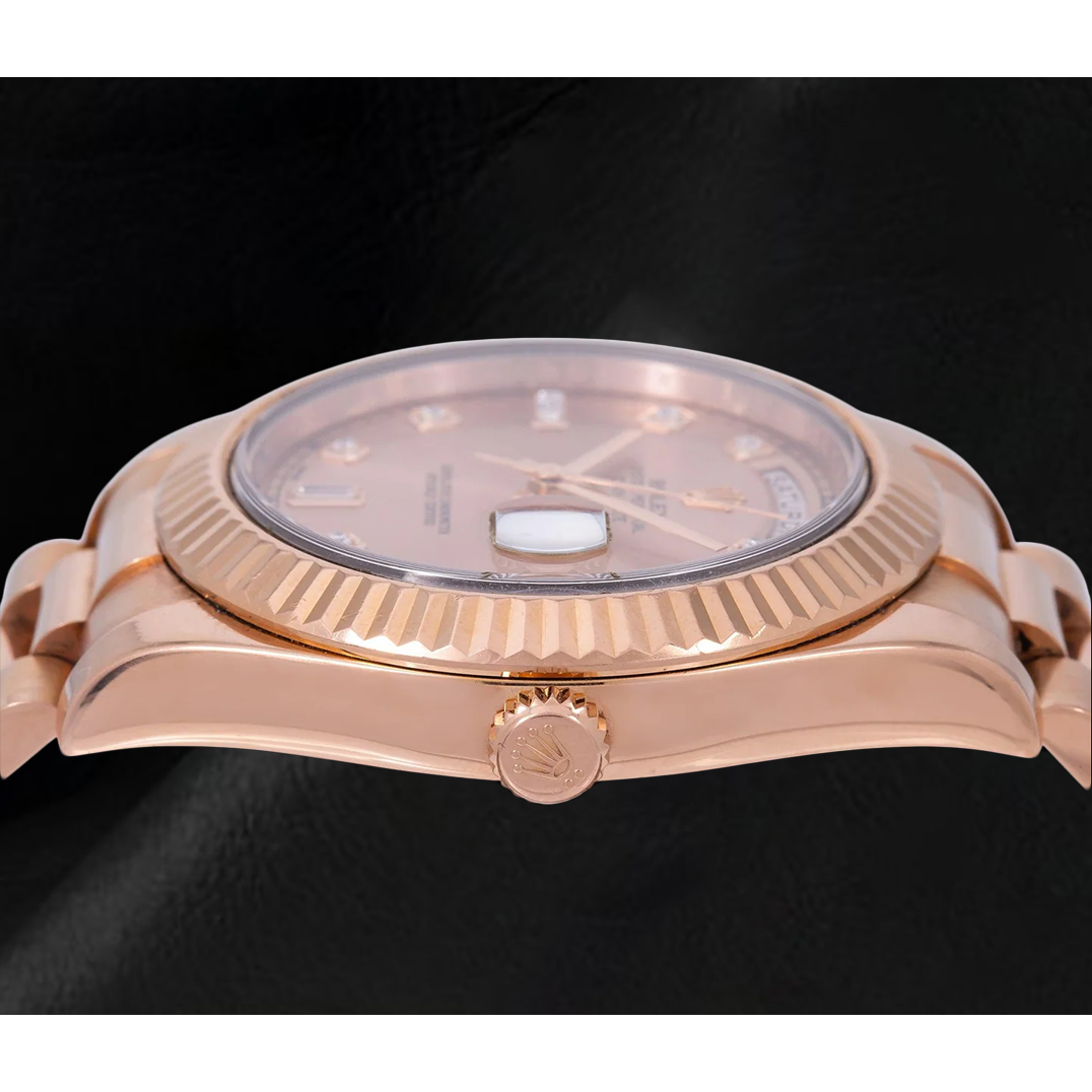 Rolex Day-Date II 218235 41 mm Lachsfarbenes Diamantzifferblatt Roségold Uhr