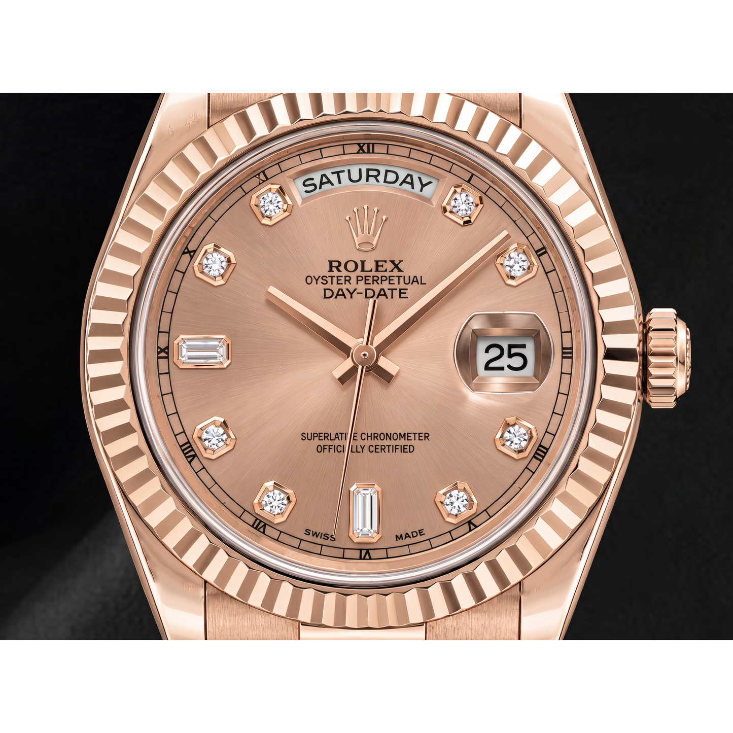Rolex Day-Date II 218235 41 mm Lachsfarbenes Diamantzifferblatt Roségold Uhr