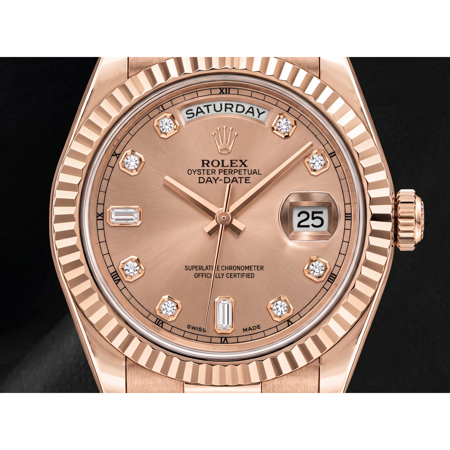 Rolex Day-Date II 218235 41 mm Lachsfarbenes Diamantzifferblatt Roségold Uhr