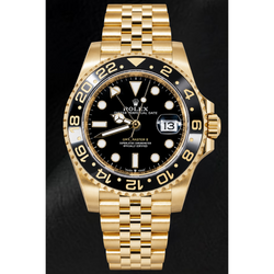 Rolex GMT-Master II 126718GRNR 40 mm Gelbgold-Uhr mit schwarzem Leuchtzifferblatt