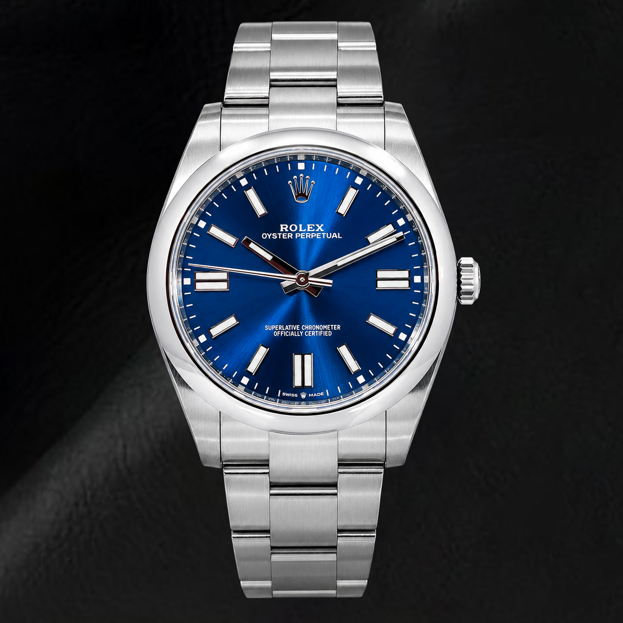 Rolex Oyster Perpetual 124300 41 mm Armbanduhr aus Edelstahl mit blauem Leuchtzifferblatt