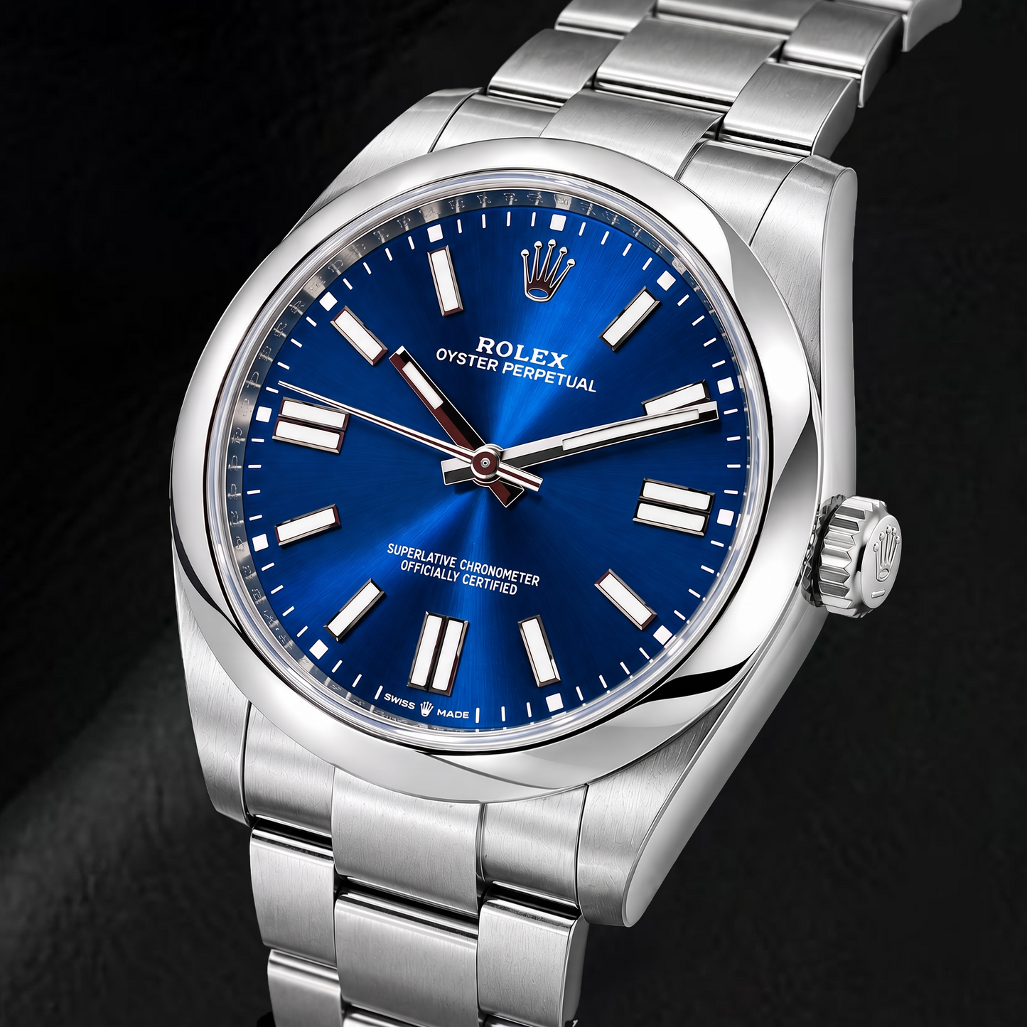 Rolex Oyster Perpetual 124300 41 mm Armbanduhr aus Edelstahl mit blauem Leuchtzifferblatt
