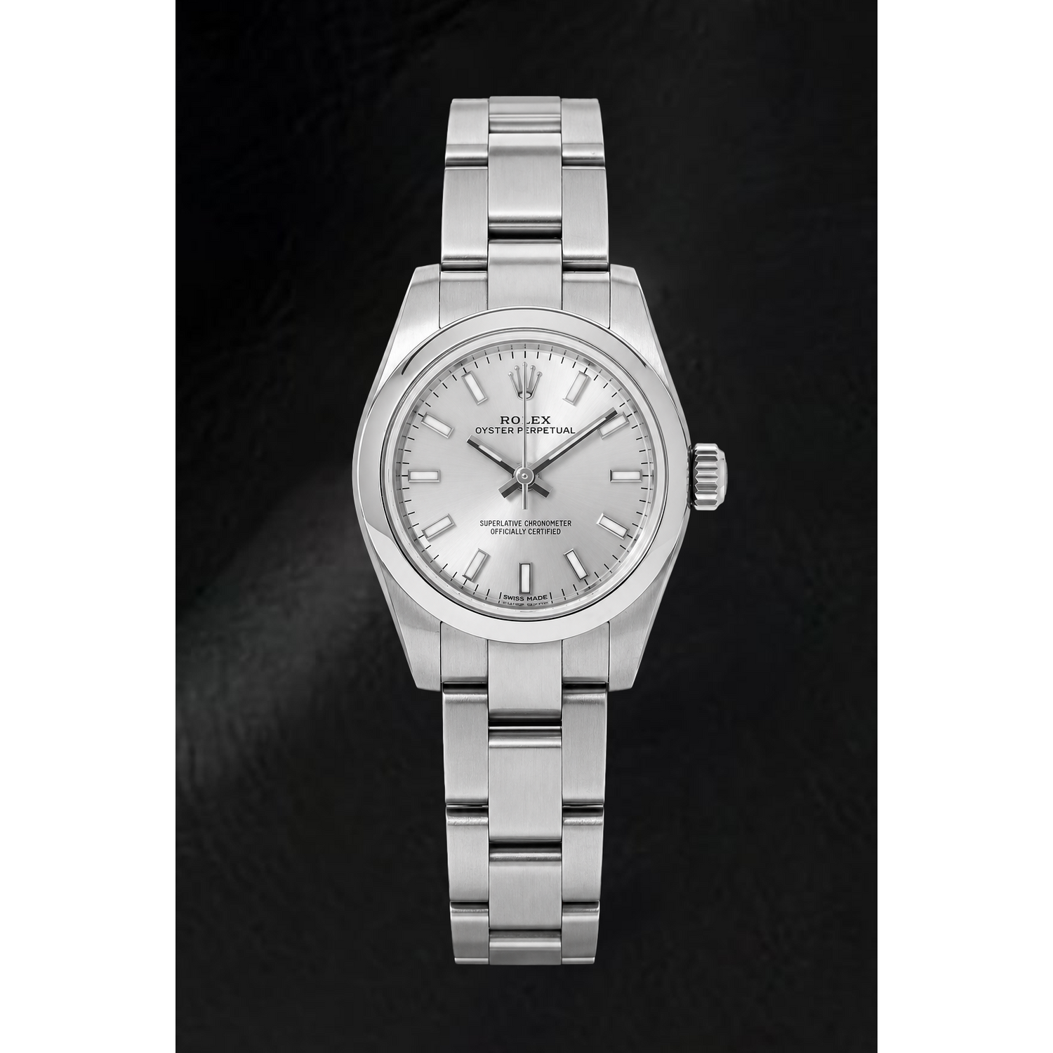Rolex Oyster Perpetual 176200 26 mm Uhr aus Edelstahl mit silbernem Leuchtzifferblatt