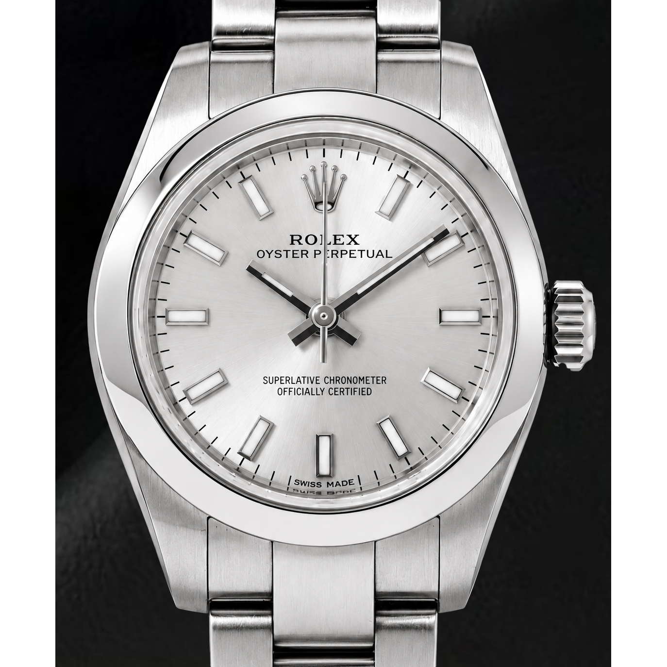 Rolex Oyster Perpetual 176200 26 mm Uhr aus Edelstahl mit silbernem Leuchtzifferblatt