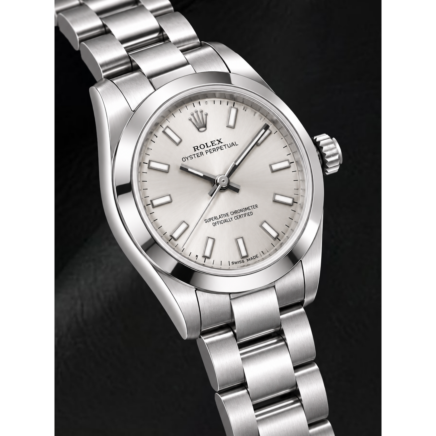 Rolex Oyster Perpetual 176200 26 mm Uhr aus Edelstahl mit silbernem Leuchtzifferblatt