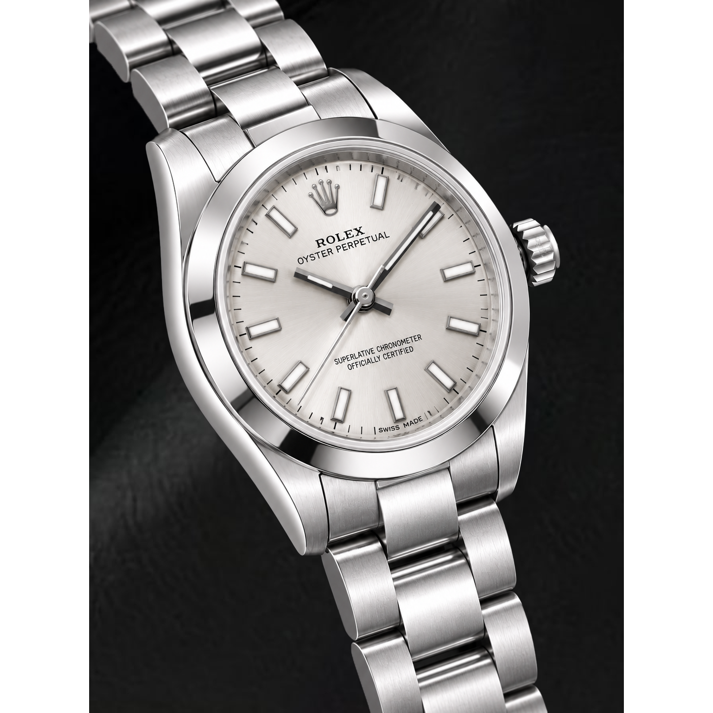 Rolex Oyster Perpetual 176200 26 mm Uhr aus Edelstahl mit silbernem Leuchtzifferblatt