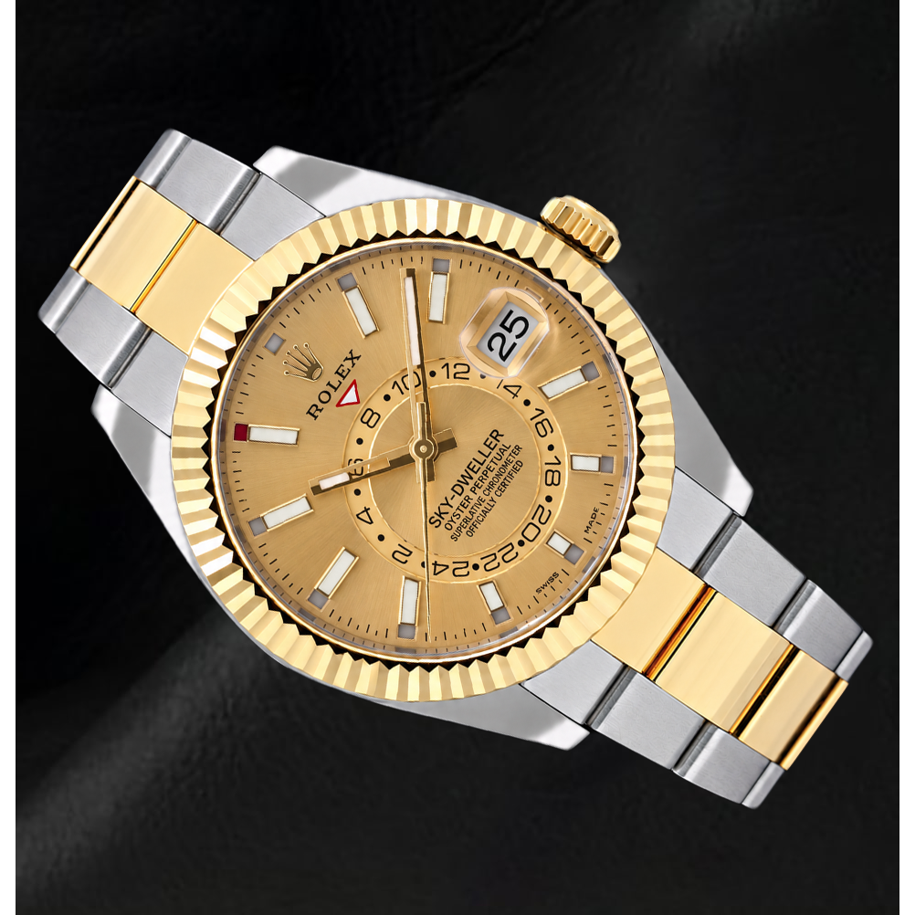 Rolex Sky-Dweller 326933 42 mm Bicolor-Uhr mit Champagner-Zifferblatt