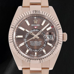 Rolex Sky-Dweller 326935 42 mm Uhr aus Roségold mit schokoladenbraunem Zifferblatt mit Stabindizes