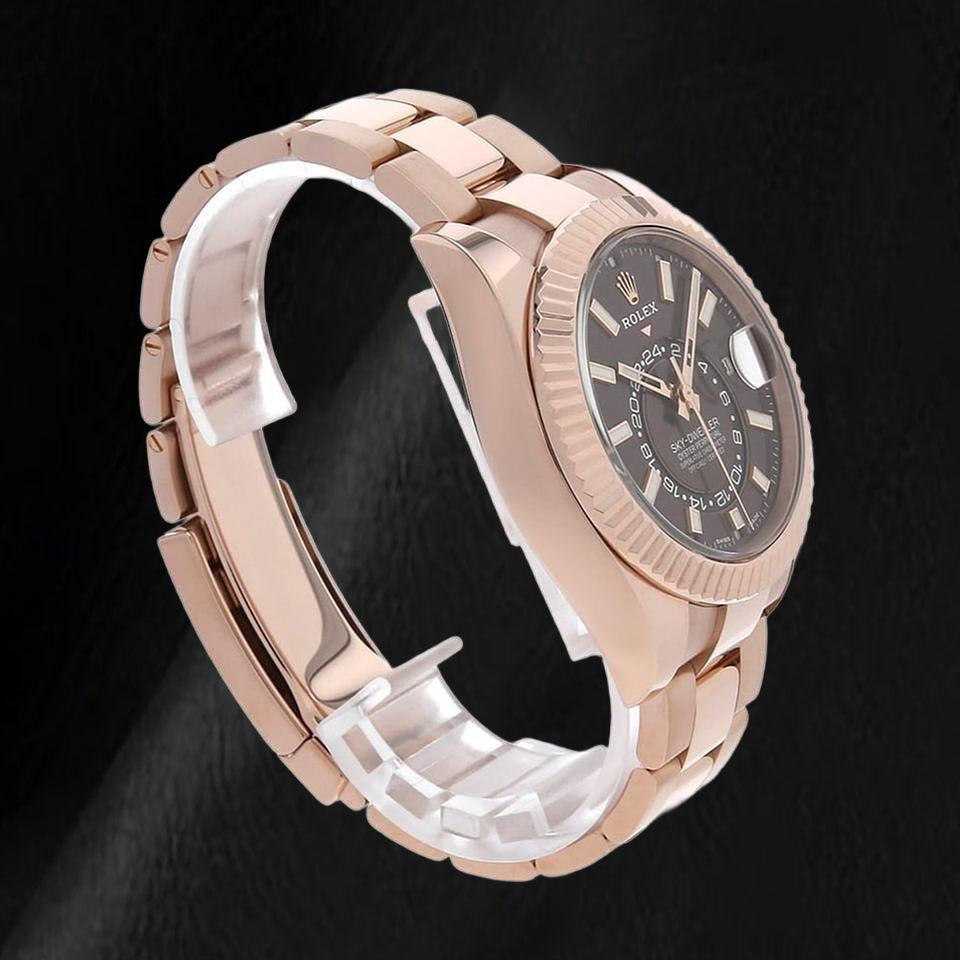 Rolex Sky-Dweller 326935 42 mm Uhr aus Roségold mit schokoladenbraunem Zifferblatt mit Stabindizes