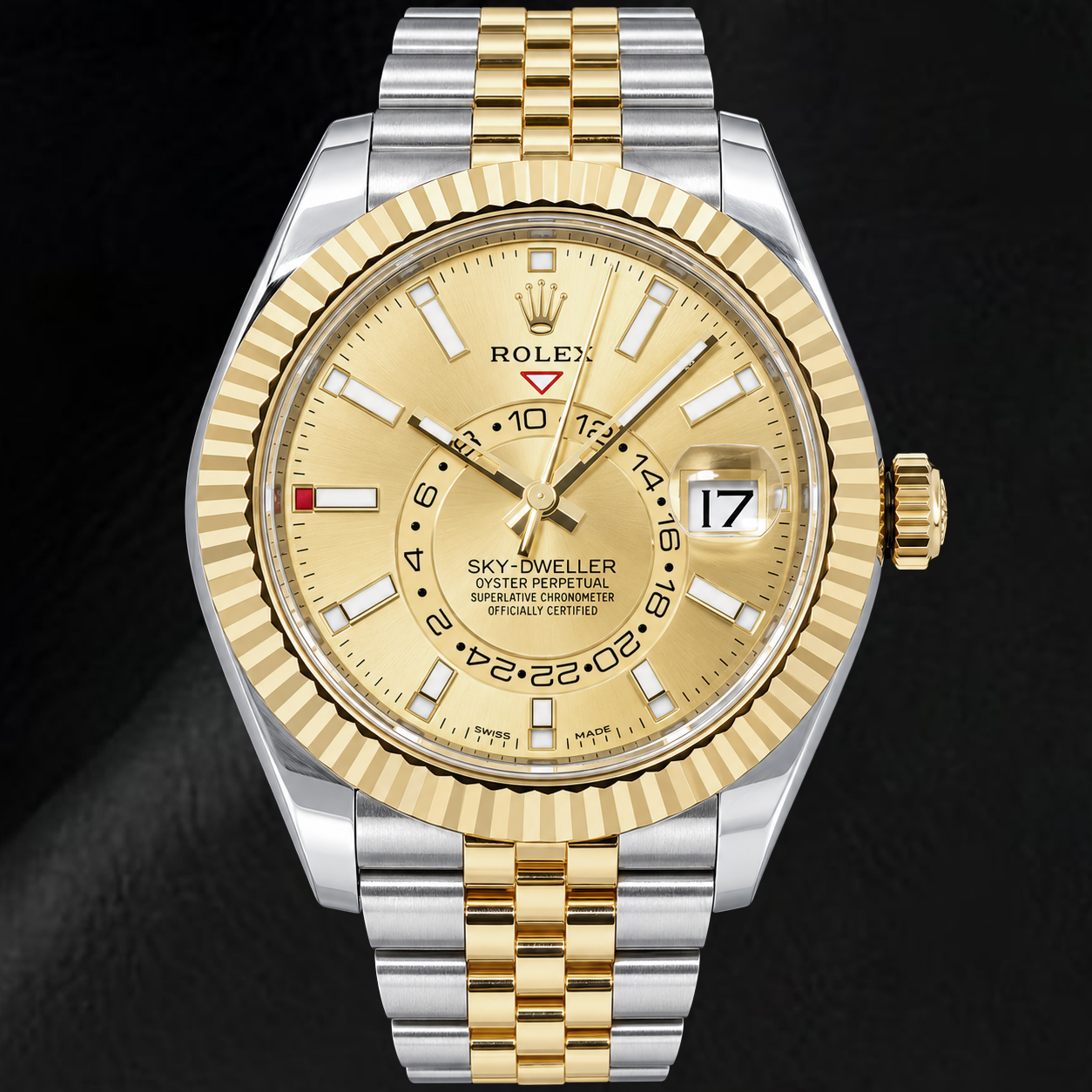 Rolex Sky-Dweller 336933 42 mm Bicolor-Uhr mit Champagner-Zifferblatt