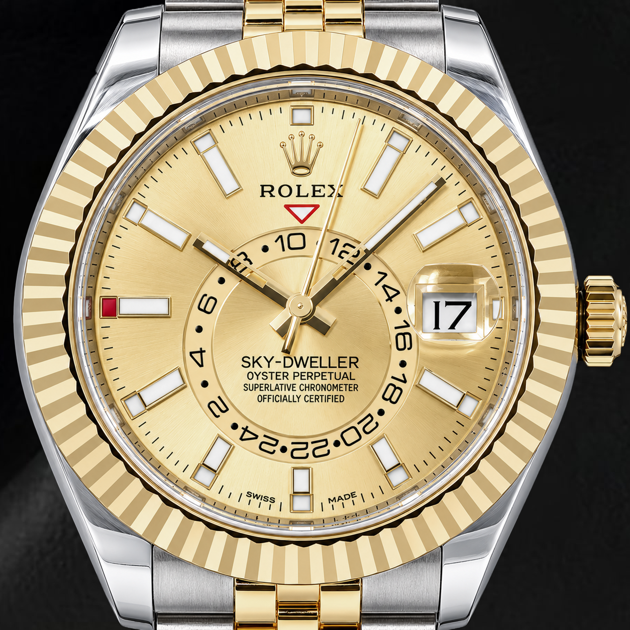 Rolex Sky-Dweller 336933 42 mm Bicolor-Uhr mit Champagner-Zifferblatt