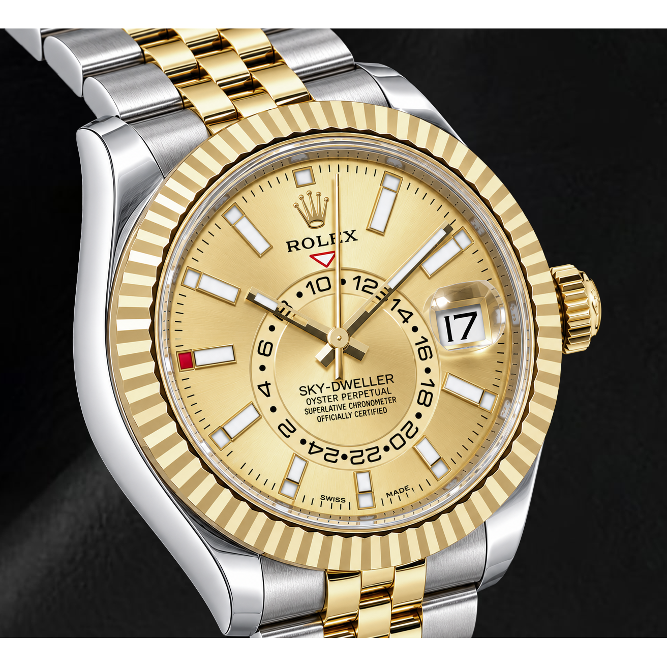 Rolex Sky-Dweller 336933 42 mm Bicolor-Uhr mit Champagner-Zifferblatt