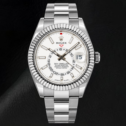 Rolex Sky-Dweller 336934 42 mm Edelstahluhr mit weißem Leuchtzifferblatt