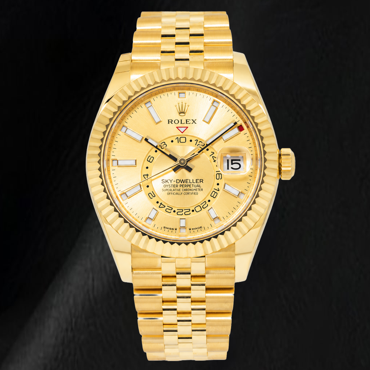 Rolex Sky-Dweller 336938 42 mm Gelbgold-Uhr mit Champagner-Zifferblatt