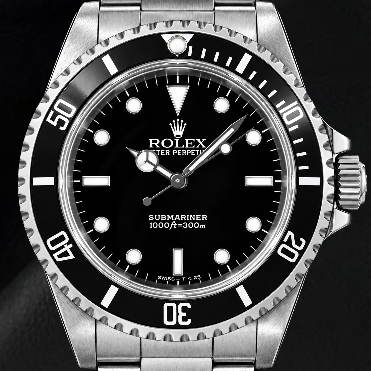 Rolex Submariner 14060 40 mm Uhr aus Edelstahl mit schwarzem Leuchtzifferblatt