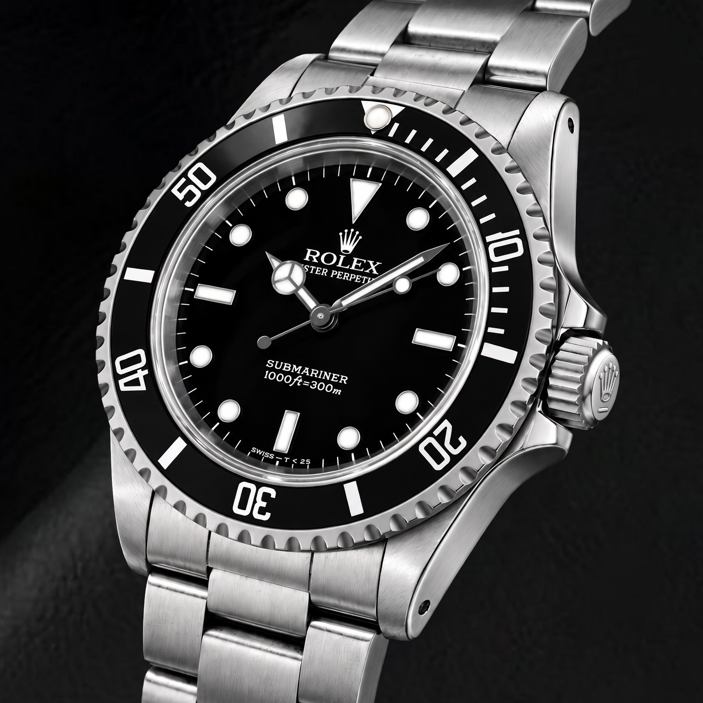 Rolex Submariner 14060 40 mm Uhr aus Edelstahl mit schwarzem Leuchtzifferblatt
