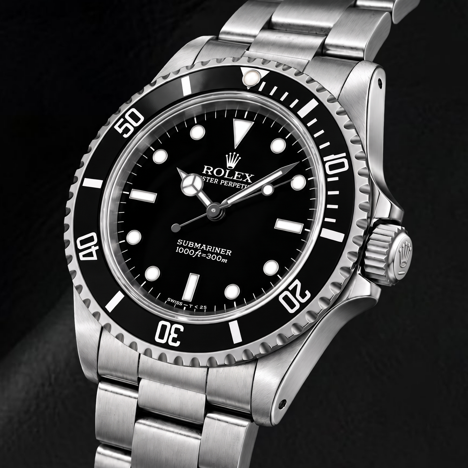 Rolex Submariner 14060 40 mm Uhr aus Edelstahl mit schwarzem Leuchtzifferblatt