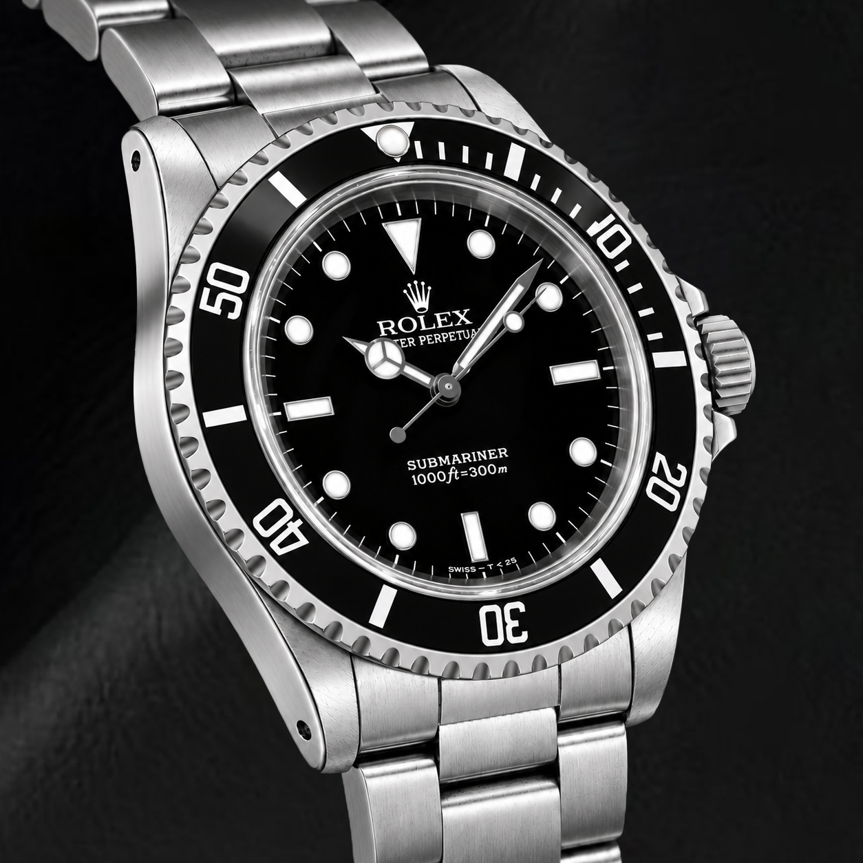 Rolex Submariner 14060 40 mm Uhr aus Edelstahl mit schwarzem Leuchtzifferblatt