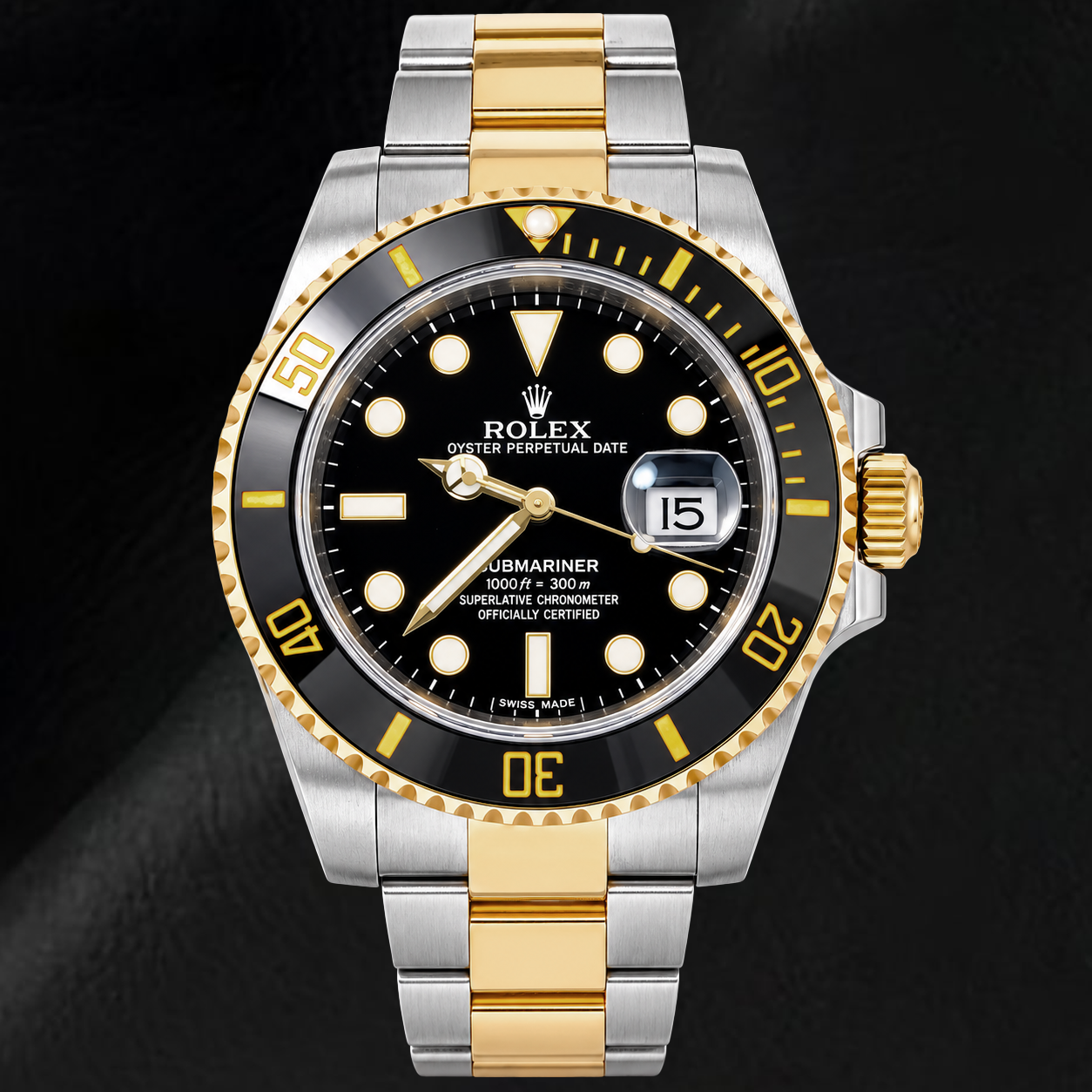 Rolex Submariner Date 116613LN 40 mm Bicolor-Uhr mit schwarzem Leuchtzifferblatt