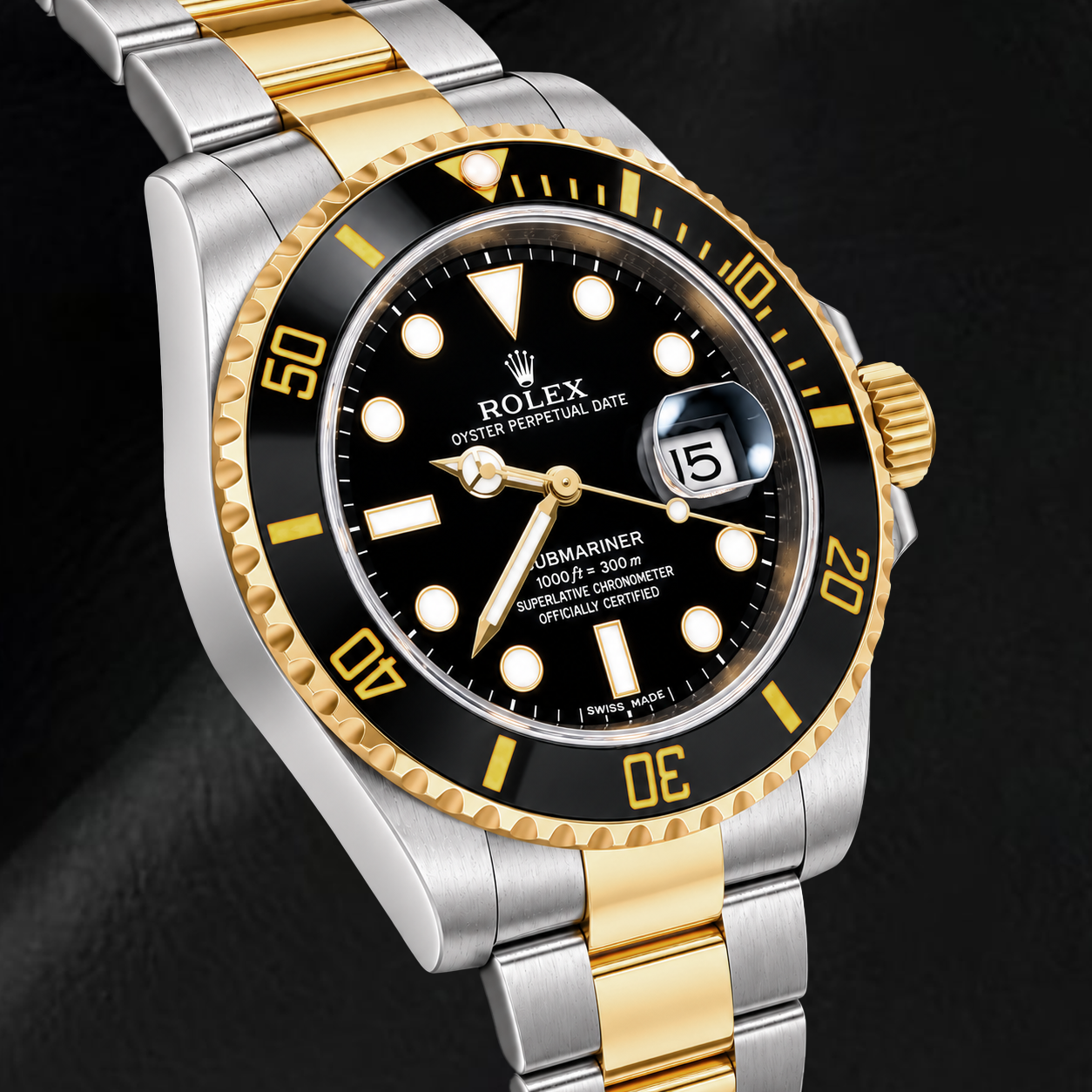 Rolex Submariner Date 116613LN 40 mm Bicolor-Uhr mit schwarzem Leuchtzifferblatt