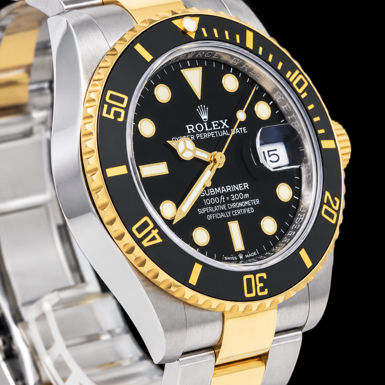 Rolex Submariner Date 126613LN 40 mm Bicolor-Uhr mit schwarzem Zifferblatt
