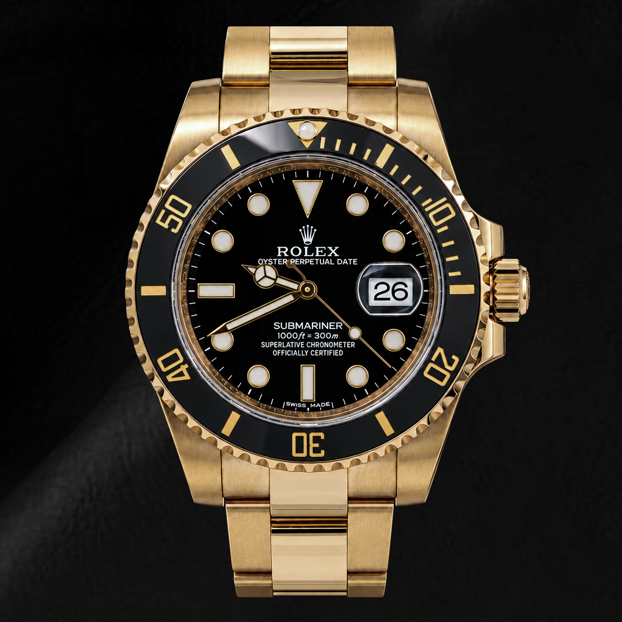 Rolex Submariner Datum 40 mm 116618LN Schwarzes Zifferblatt Schwarze Keramiklünette Uhr