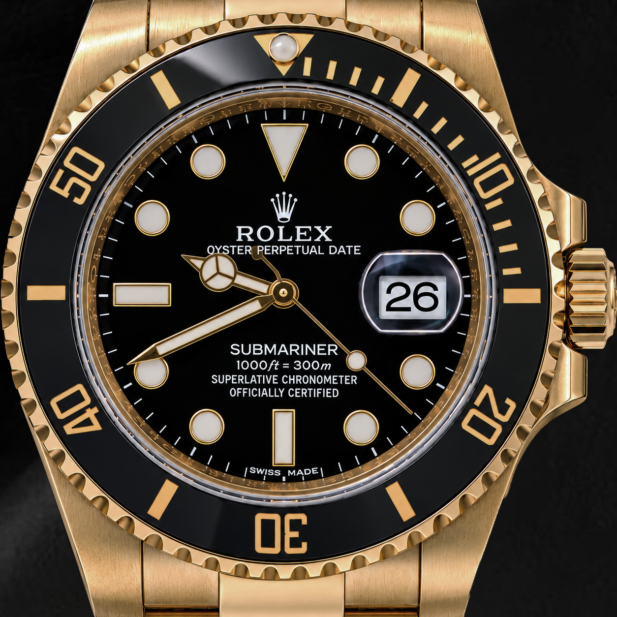 Rolex Submariner Datum 40 mm 116618LN Schwarzes Zifferblatt Schwarze Keramiklünette Uhr