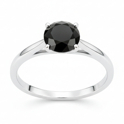 Schwarzer Diamant New York 3,5 Karat Echter Runder Solitär-Kathedralenring 14 Karat Weißgold