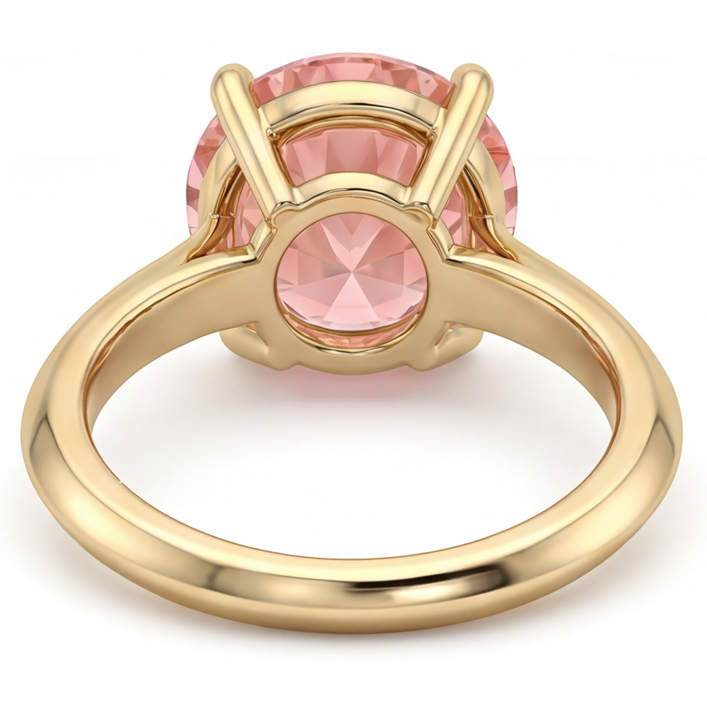 Padparadscha-Saphir-Ring 4 Karat im Labor gezüchtet runder Solitär 14 Karat Gelbgold